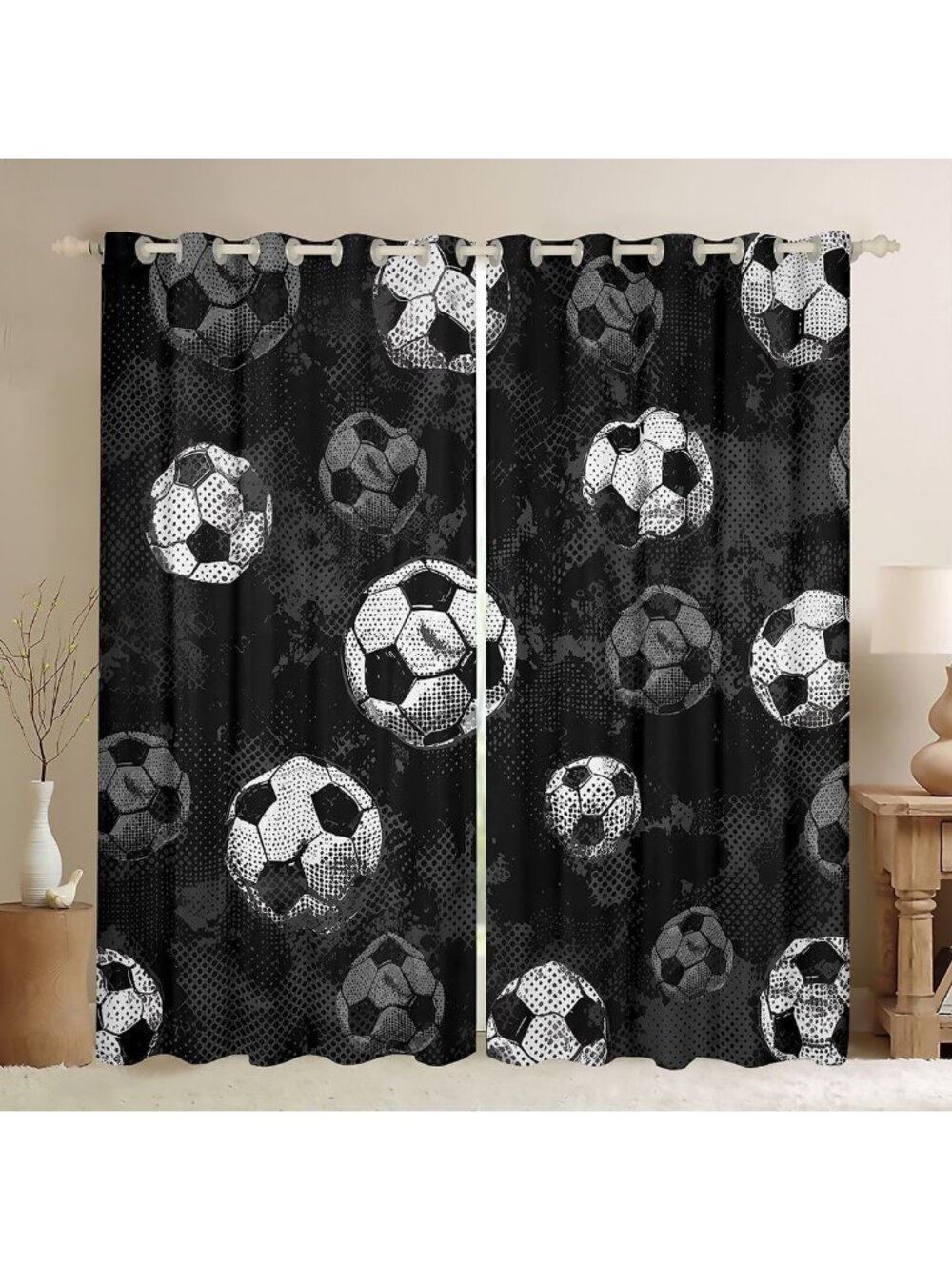 Soccer Blackout Curtains for Boys | Football Drapes & Window Treatments 104"x63
